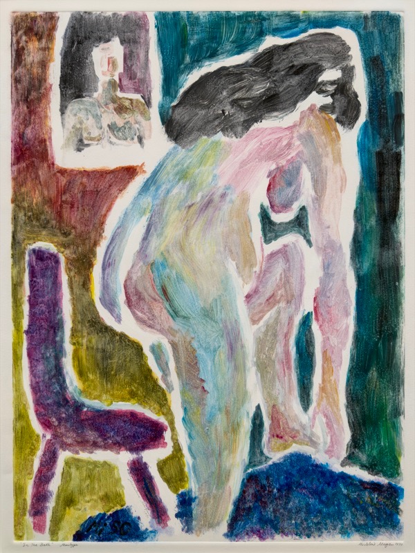 Two Figures with a Purple Chair
