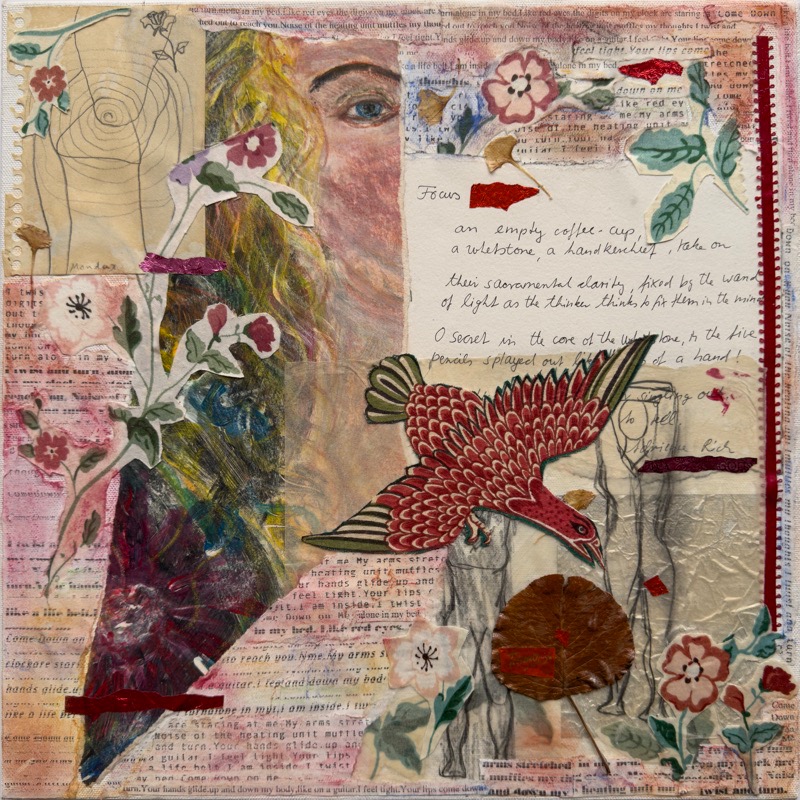 Collage with Red Bird